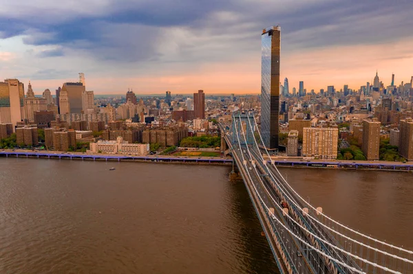 New York Stany Zjednoczone Ameryki Widok Lotu Ptaka Manhattan Bridge — Zdjęcie stockowe