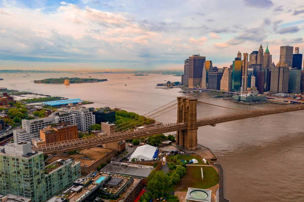 New York Stany Zjednoczone Ameryki Widok Lotu Ptaka Manhattan Bridge — Zdjęcie stockowe