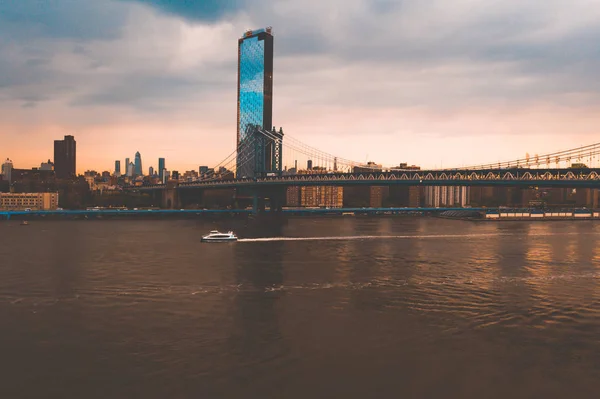 New York Amerikas Förenta Stater Flygvy Manhattan Bridge Och New — Stockfoto