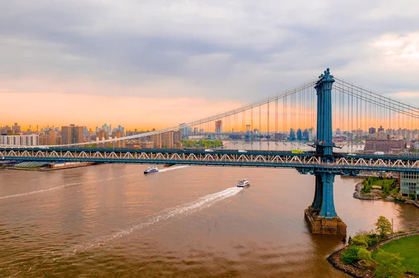 Nueva York Estados Unidos América Vista Aérea Sobre Puente Manhattan — Foto de Stock