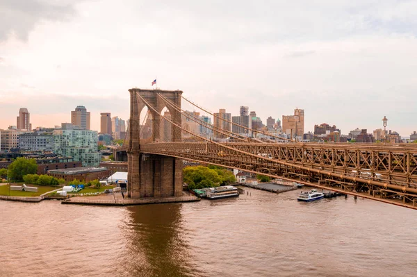 Нью Йорк Нью Йорк Сша Горизонт Бруклін Вашингтон Мостів Біля — стокове фото