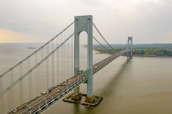 Вид Воздуха Мост Верраццано Нарроуз Бруклине Стейтен Айленде — стоковое фото