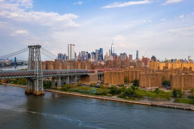 New York, Amerika Birleşik Devletleri. 10 Mayıs 2019. Fort Lee, Nj. George Washington Köprüsü George Washington Köprüsü havadan yakından görünümü Hudson Nehri kapsayan bir asma köprü