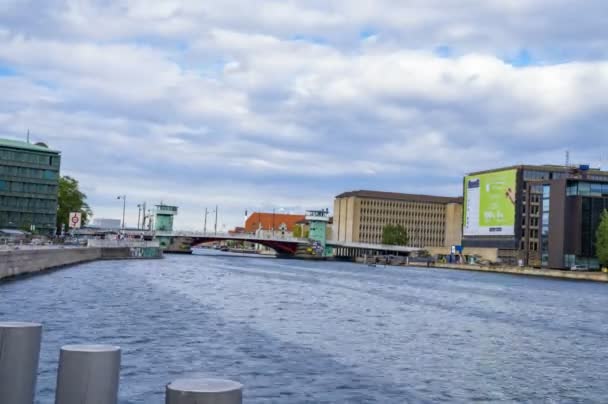 Copenhague Canal Vista Lapso Tempo Com Barcos Passando Por — Vídeo de Stock