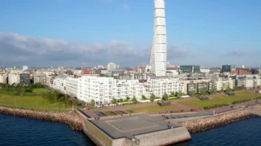 Malmö, İsveç'teki Vastra Hamnen'in (Batı Limanı) güzel manzarası