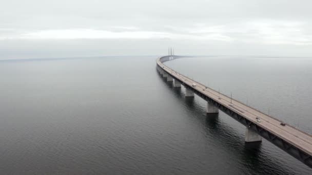 Panoramatický Vzdušný Pohled Oresundský Most Přes Baltské Moře — Stock video