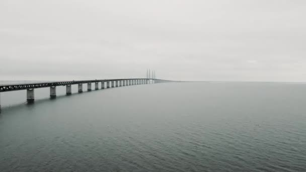 Panoramatický Vzdušný Pohled Oresundský Most Přes Baltské Moře — Stock video