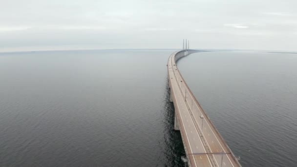 Vista Aérea Panorámica Del Puente Oresund Sobre Mar Báltico — Vídeo de stock
