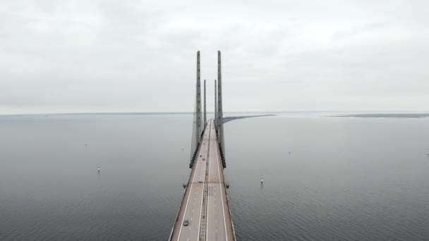 Панорамный Вид Воздуха Оресунский Мост Через Балтийское Море — стоковое видео