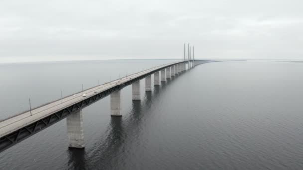 Vista Aérea Panorâmica Ponte Oresund Sobre Mar Báltico — Vídeo de Stock