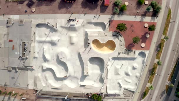 Mooie Luchtfoto Van Het Skatepark Malmö Zweden Grootste Skatepark Europa — Stockvideo