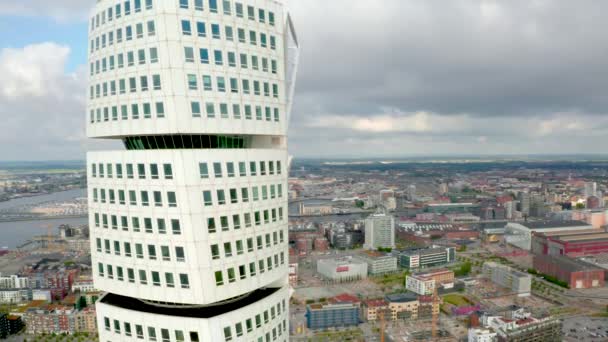 Superbe Vue Aérienne Gratte Ciel Turning Torso Dans Quartier Western — Video