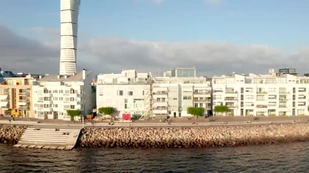 Piękny Widok Vastra Hamnen Zachodni Port Malmo Szwecja — Wideo stockowe