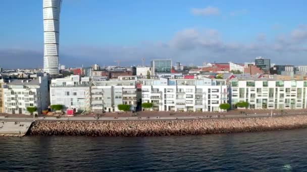 Malmö Sveç Teki Vastra Hamnen Batı Limanı Güzel Manzarası — Stok video