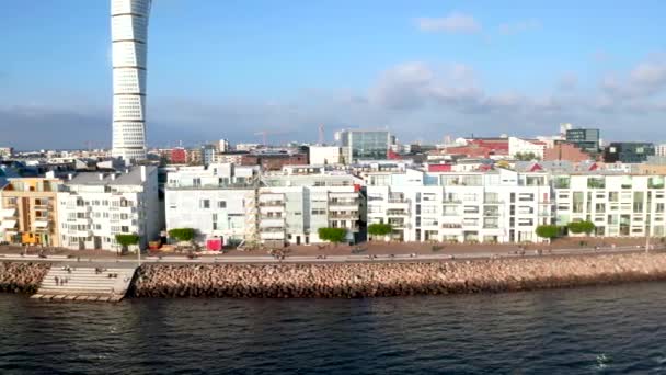 Pemandangan Indah Dari Vastra Hamnen Pelabuhan Barat Malmo Swedia — Stok Video