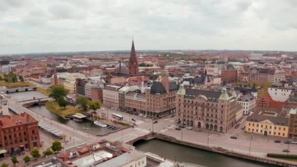 Piękny Widok Stare Miasto Malmo Szwecji Widok Lotu Ptaka — Wideo stockowe