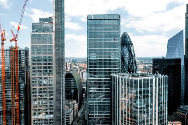 Schöne Luftaufnahme Von London City Großbritannien Riesige Wolkenkratzer Der Nähe — Stockfoto