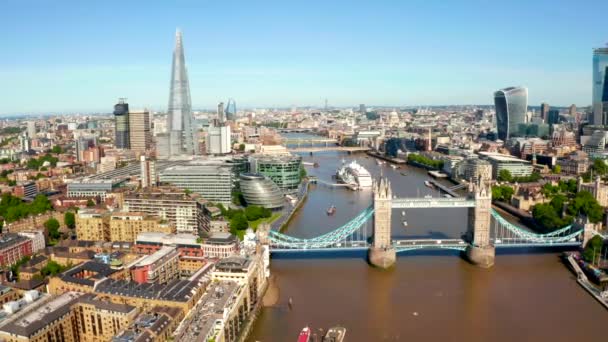 Tower Bridge Londres Reino Unido Abertura Drawbridge Uno Los Símbolos — Vídeos de Stock