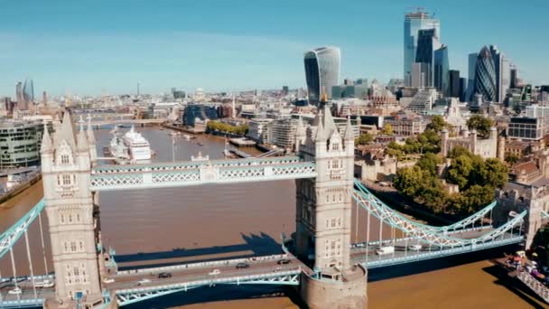 Tower Bridge Londýně Velká Británie Otvírám Padací Most Jeden Anglických — Stock video