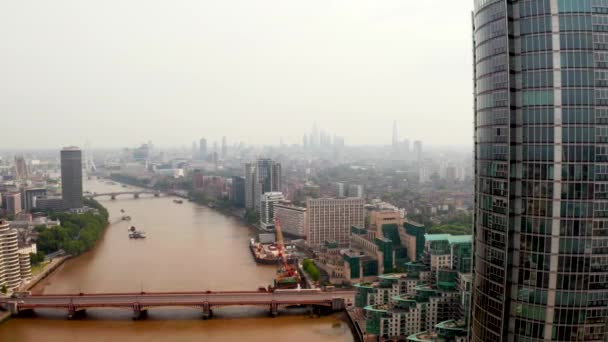 Luchtfoto Panoramisch Stadsgezicht Uitzicht Londen Rivier Theems Engeland Verenigd Koninkrijk — Stockvideo