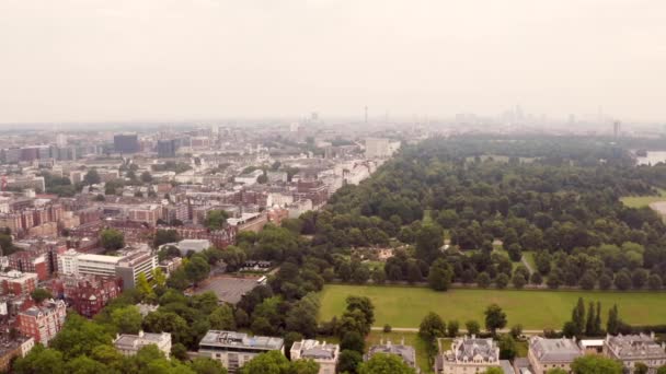 Bela Vista Aérea Horizonte Londres Com Parque Hyde Meio — Vídeo de Stock