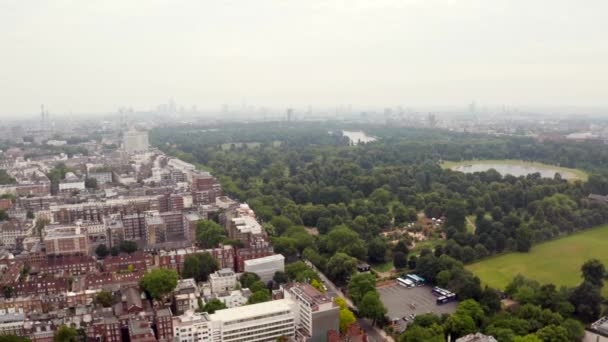 Hermosa Vista Aérea Del Horizonte Londres Con Hyde Park Centro — Vídeos de Stock