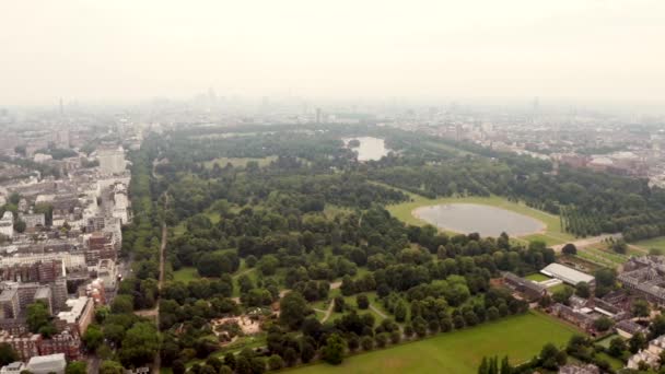 Schöne Luftaufnahme Der Londoner Skyline Mit Hyde Park Der Mitte — Stockvideo