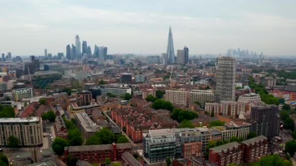 Luchtfoto Panoramisch Stadsgezicht Uitzicht Londen Rivier Theems Engeland Verenigd Koninkrijk — Stockvideo