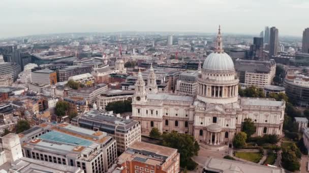 Londýnská Katedrála Svatého Pavla Letecký Pohled Blízko Města Londýna — Stock video