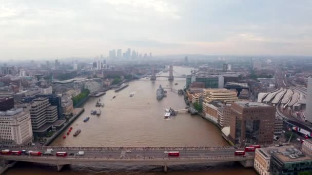 Bella Vista Quartiere Degli Affari Londra Con Molti Grattacieli Vista — Video Stock