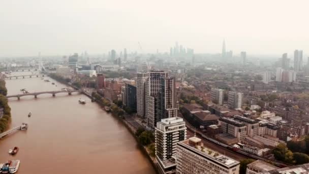 Aerial Panoramic Cityscape View London River Thames England United Kingdom — Stock Video