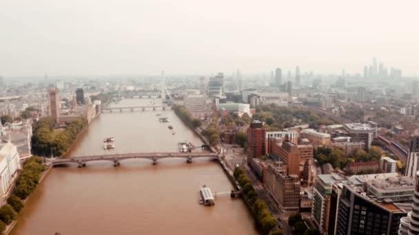 Panoramiczny Widok Londynu Tamizę Anglia Wielka Brytania — Wideo stockowe