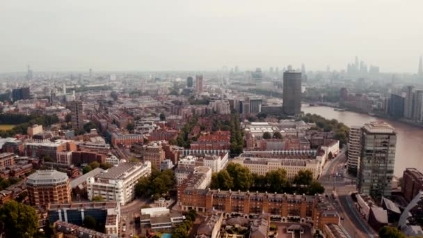 Luchtfoto Panoramisch Stadsgezicht Uitzicht Londen Rivier Theems Engeland Verenigd Koninkrijk — Stockvideo