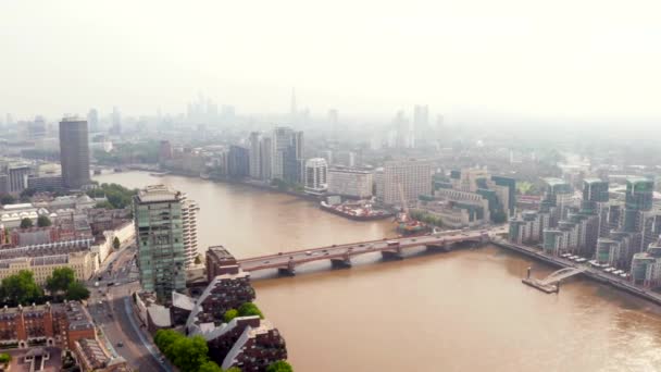 Luchtfoto Panoramisch Stadsgezicht Uitzicht Londen Rivier Theems Engeland Verenigd Koninkrijk — Stockvideo