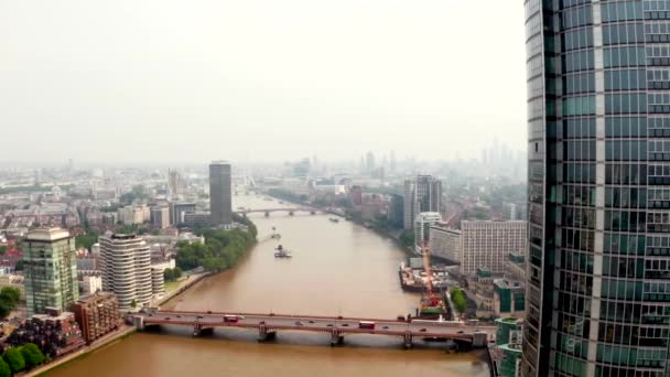 Aerial Panoramic Cityscape View London River Thames England United Kingdom — Stock Video