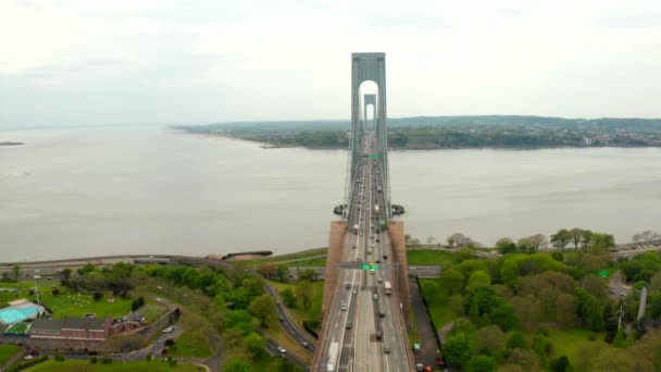 Verrazzano Verengt Brücke Brooklyn Und Staten Islands — Stockvideo