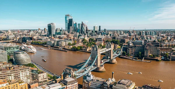 Vista Arial Londres Com Rio Tâmisa Perto Tower Bridge Distrito — Fotografia de Stock