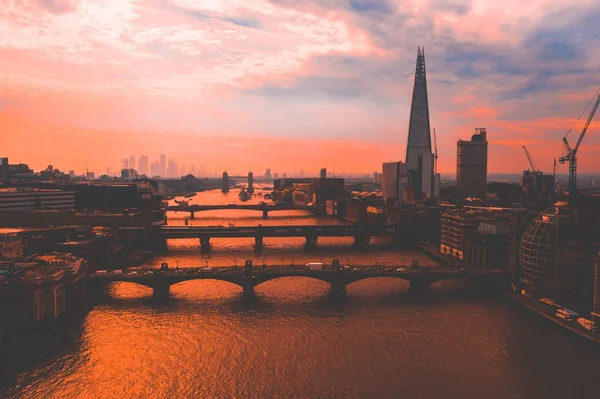 Widok Lotu Ptaka Wieżowca London Shard Pobliżu Mostu Tower Bridge — Zdjęcie stockowe