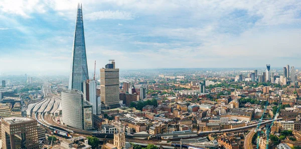 Vista Aérea Arranha Céus Londres Perto Ponte Torre — Fotografia de Stock