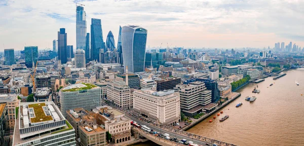 Vista Arial Londres Com Rio Tâmisa Perto Tower Bridge Distrito — Fotografia de Stock