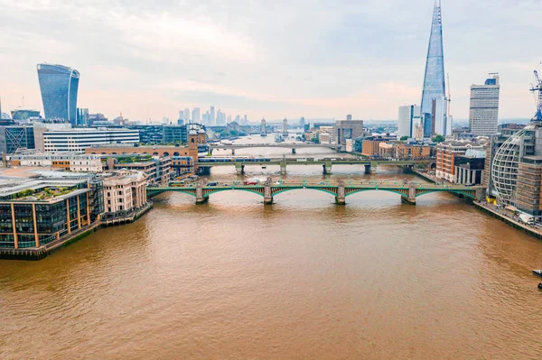 Vista Arial Londres Com Rio Tâmisa Perto Tower Bridge Distrito — Fotografia de Stock