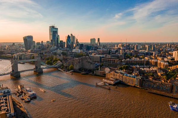 Vista Aérea Dos Arranha Céus Fragmento Londres Perto Ponte Torre — Fotografia de Stock