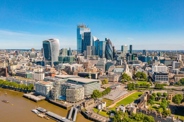 Prachtige Londen Stad Panoramisch Uitzicht Van Bovenaf Wolkenkrabbers Londen City — Stockfoto