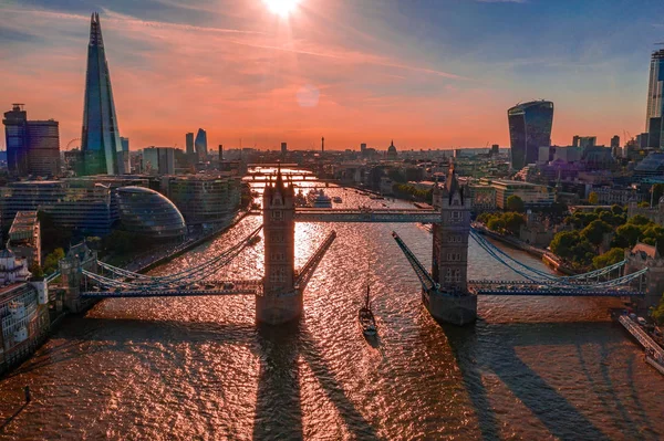 Aerial View London Shard Skyscrapers Tower Bridge — Stock Photo, Image