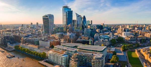 Gyönyörű London Város Panorámával Felülről Felhőkarcolók Londonban — Stock Fotó