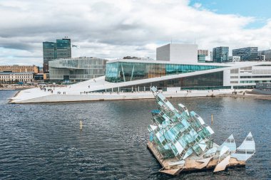 Danimarka 'da Kopenhag opera evinin güzel havadan görünümü.