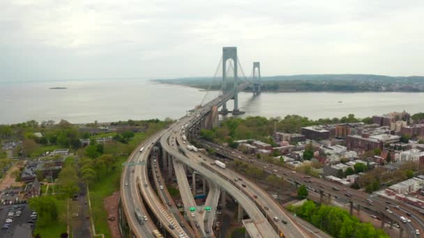 Verrazzano Verengt Brücke Brooklyn Und Staten Islands — Stockvideo