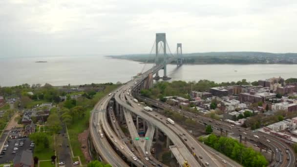 Verrazzano Verengt Brücke Brooklyn Und Staten Islands — Stockvideo