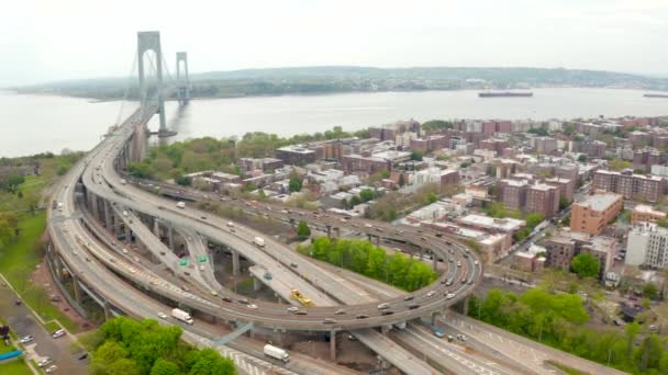 Мост Верраццано Нарроуз Бруклине Стейтен Айлендс — стоковое видео