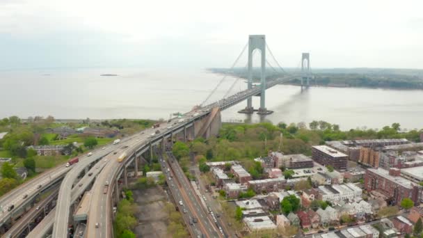 Verrazzano Verengt Brücke Brooklyn Und Staten Islands — Stockvideo